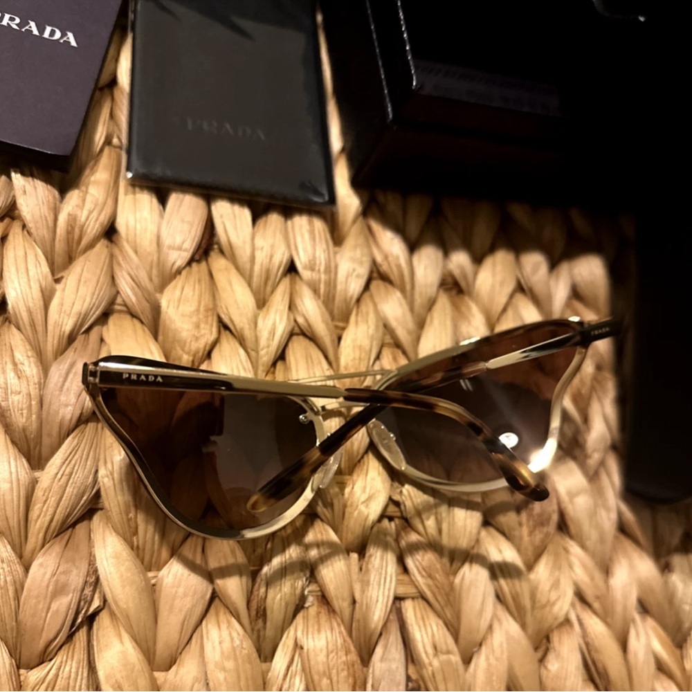 Prada Women's Gold and Black Sunglasses - Picture 6 of 9